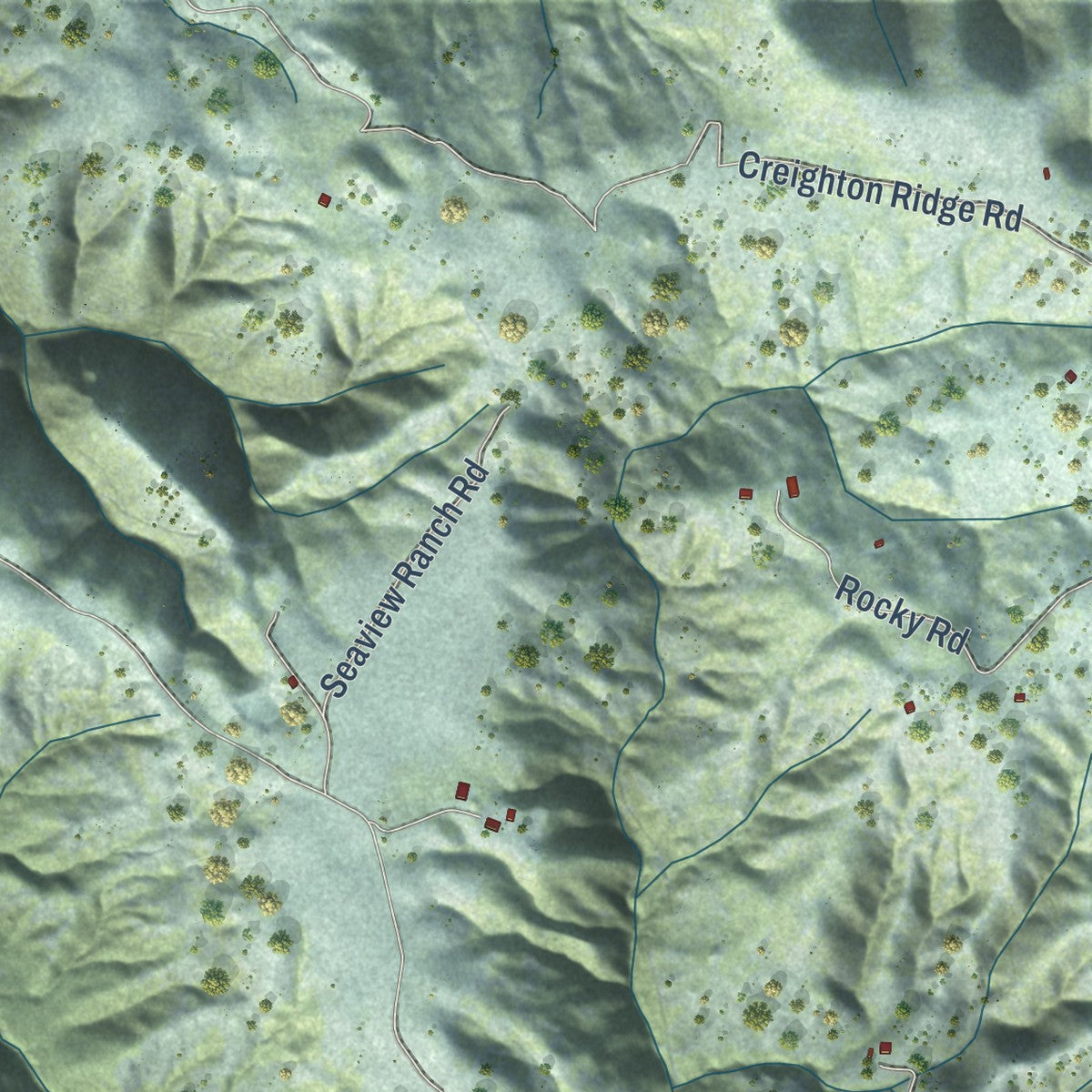 Close-up of the map of Fort Ross, California print showing street and building detail