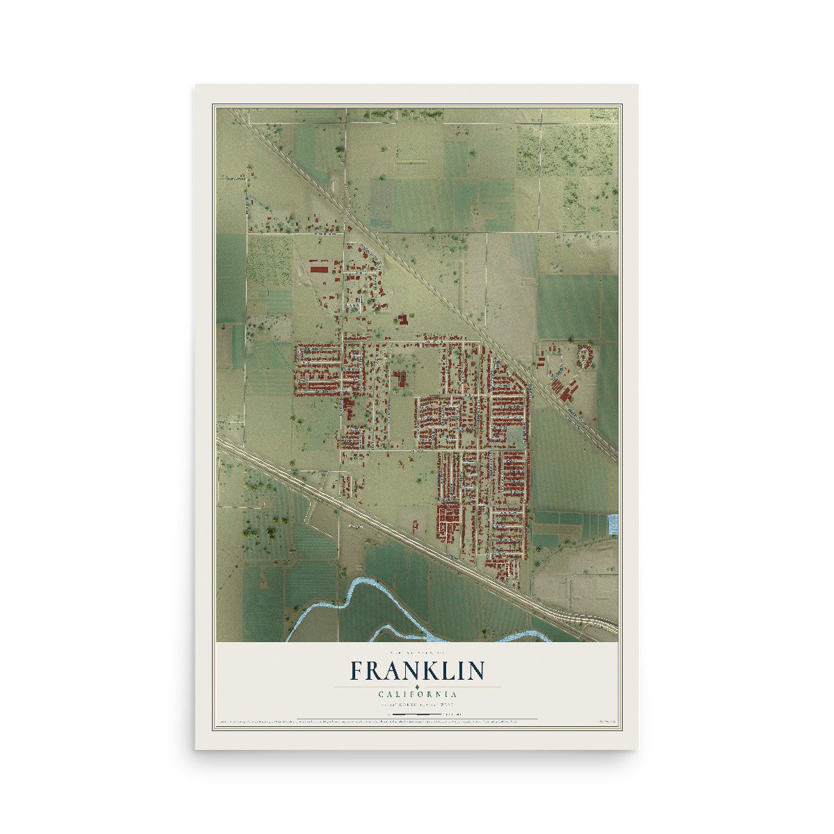 Map of Franklin, California, 12 x 18 inch unframed archival matte print