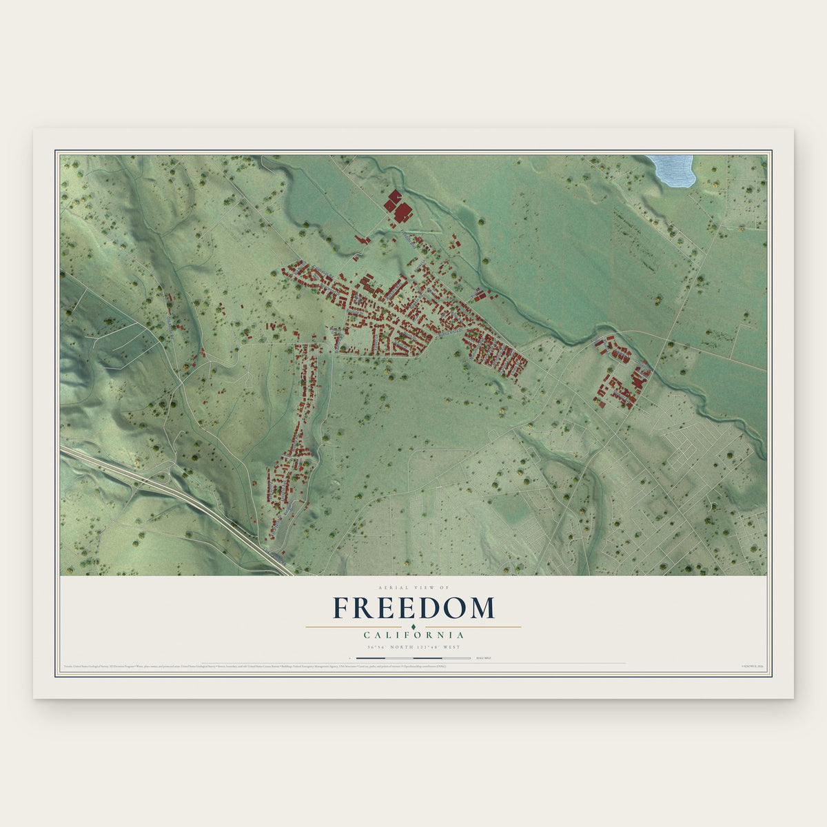 Freedom, California map print, the full design