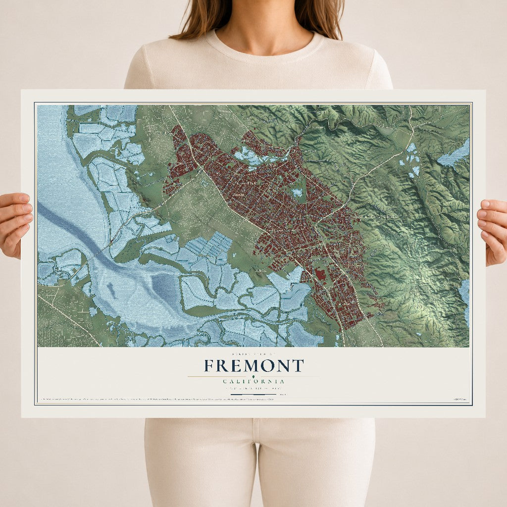 Map of Fremont, California, 18 x 24 inch unframed archival matte print