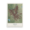 Map of Fresno, California, 12 x 18 inch unframed archival matte print