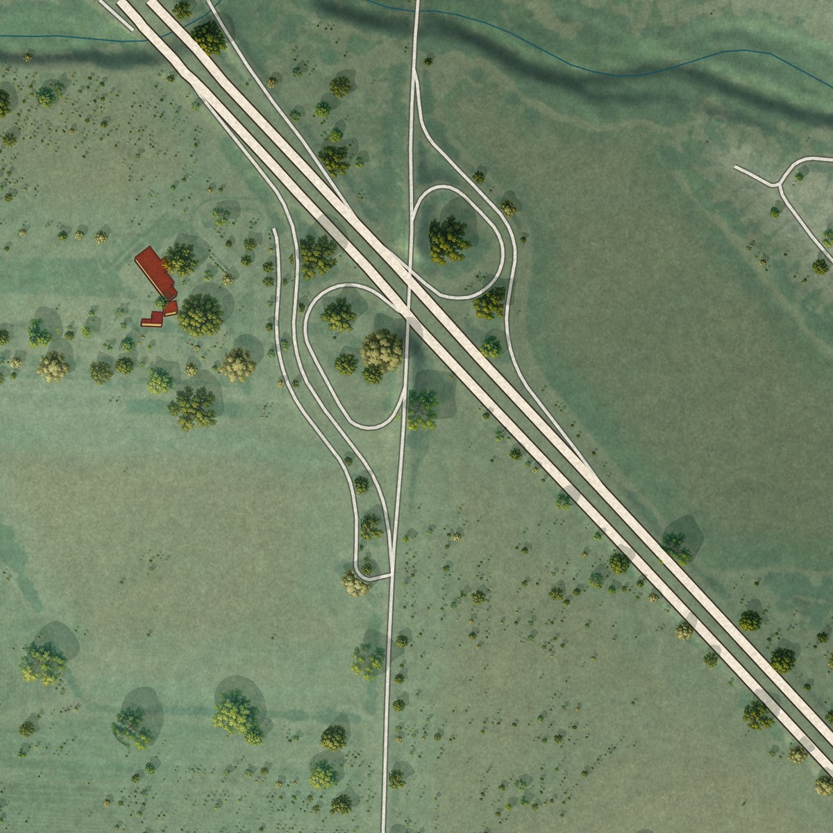 Close-up of the map of Fulton, California print showing street and building detail