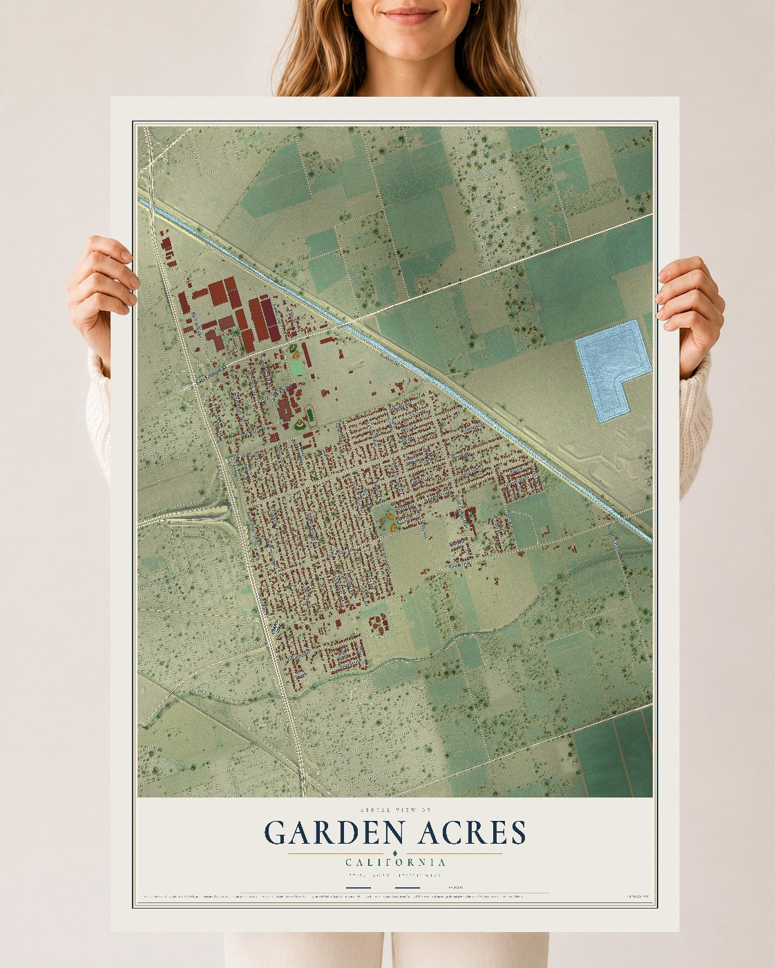 Map of Garden Acres, California, 24 x 36 inch unframed archival matte print