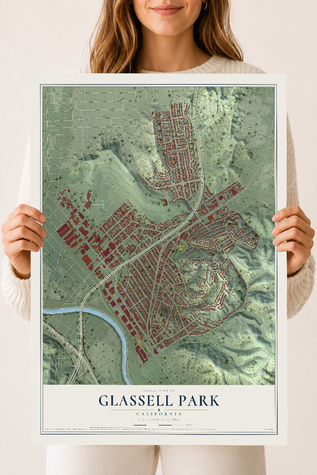 Map of Glassell Park, California, 18 x 24 inch unframed archival matte print