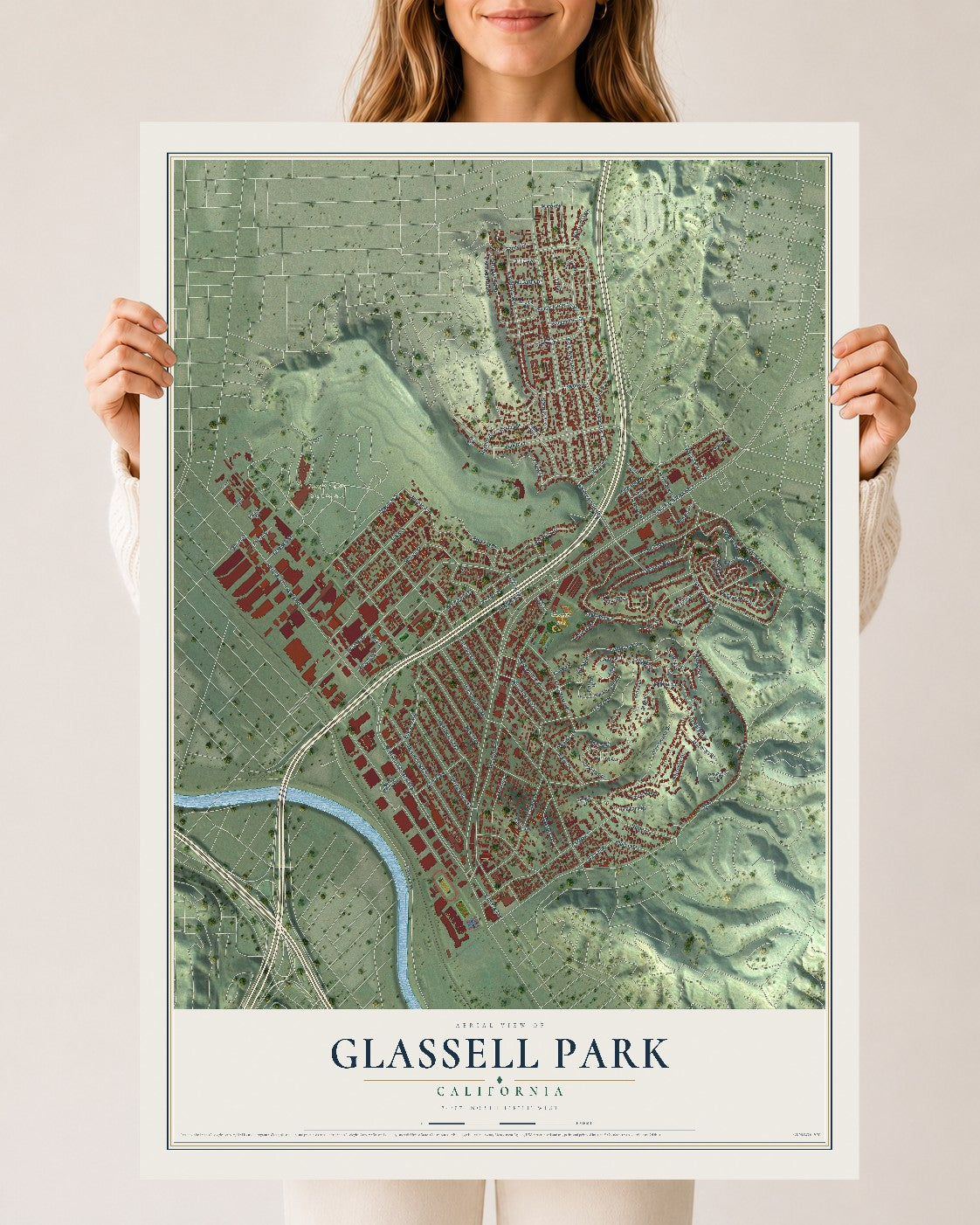Map of Glassell Park, California, 24 x 36 inch unframed archival matte print