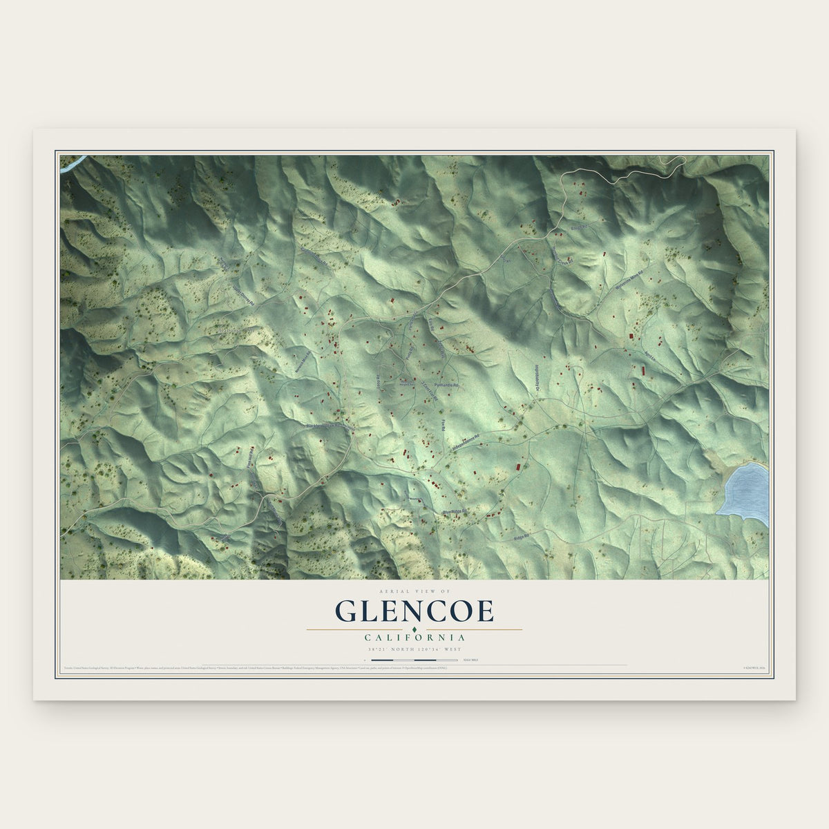 Glencoe, California map print, the full design