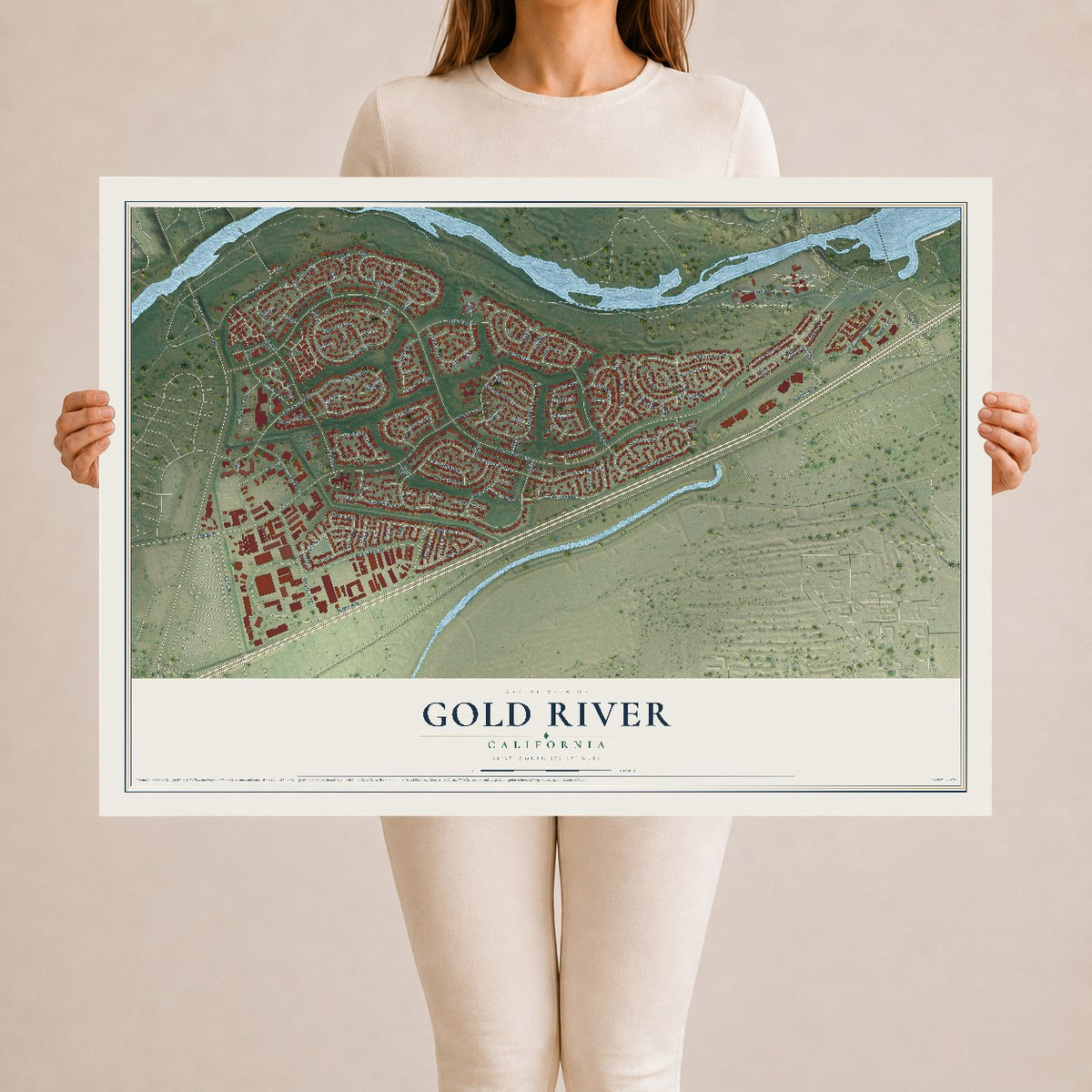 Map of Gold River, California, 24 x 36 inch unframed archival matte print
