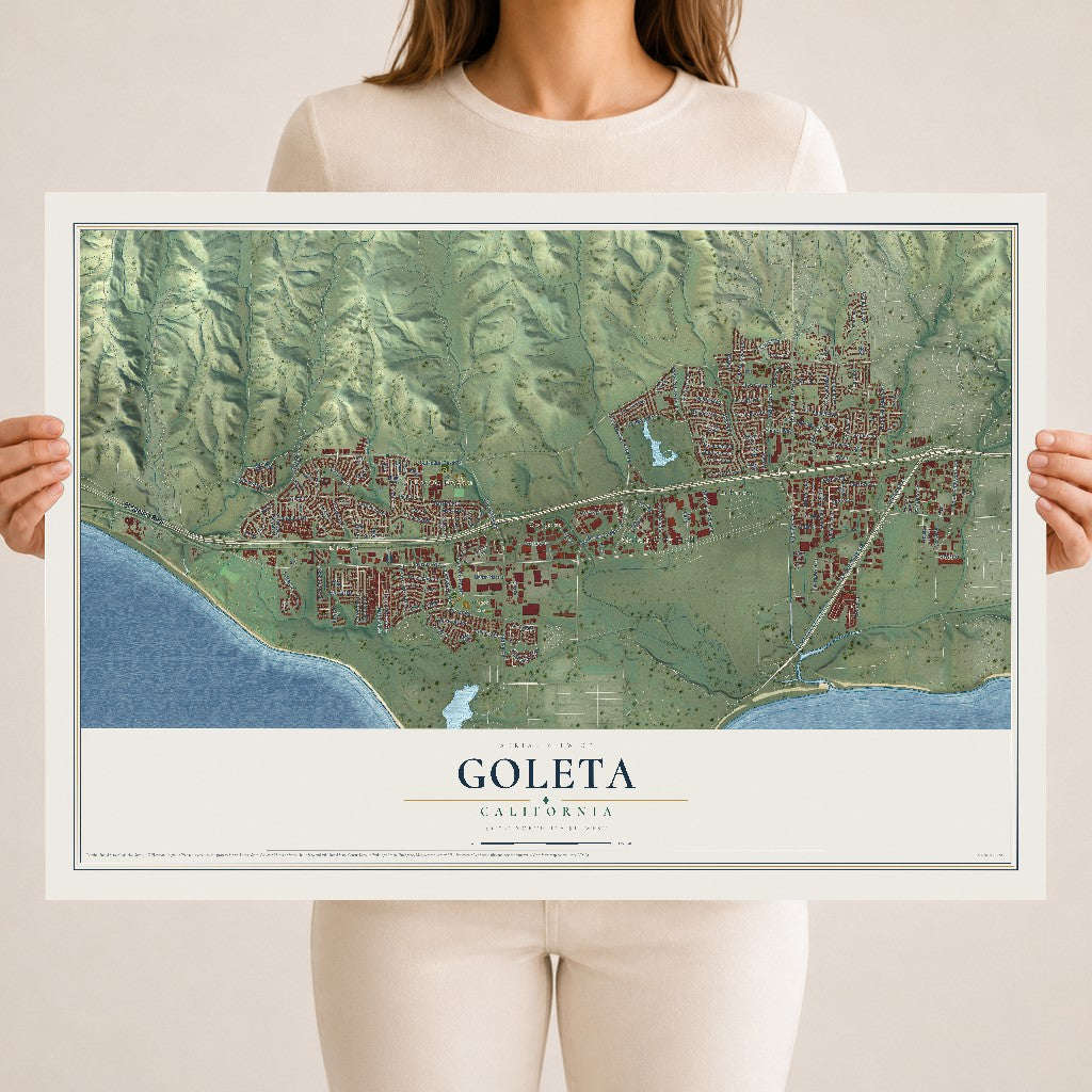 Map of Goleta, California, 18 x 24 inch unframed archival matte print