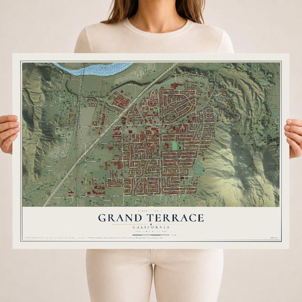 Map of Grand Terrace, California, 18 x 24 inch unframed archival matte print