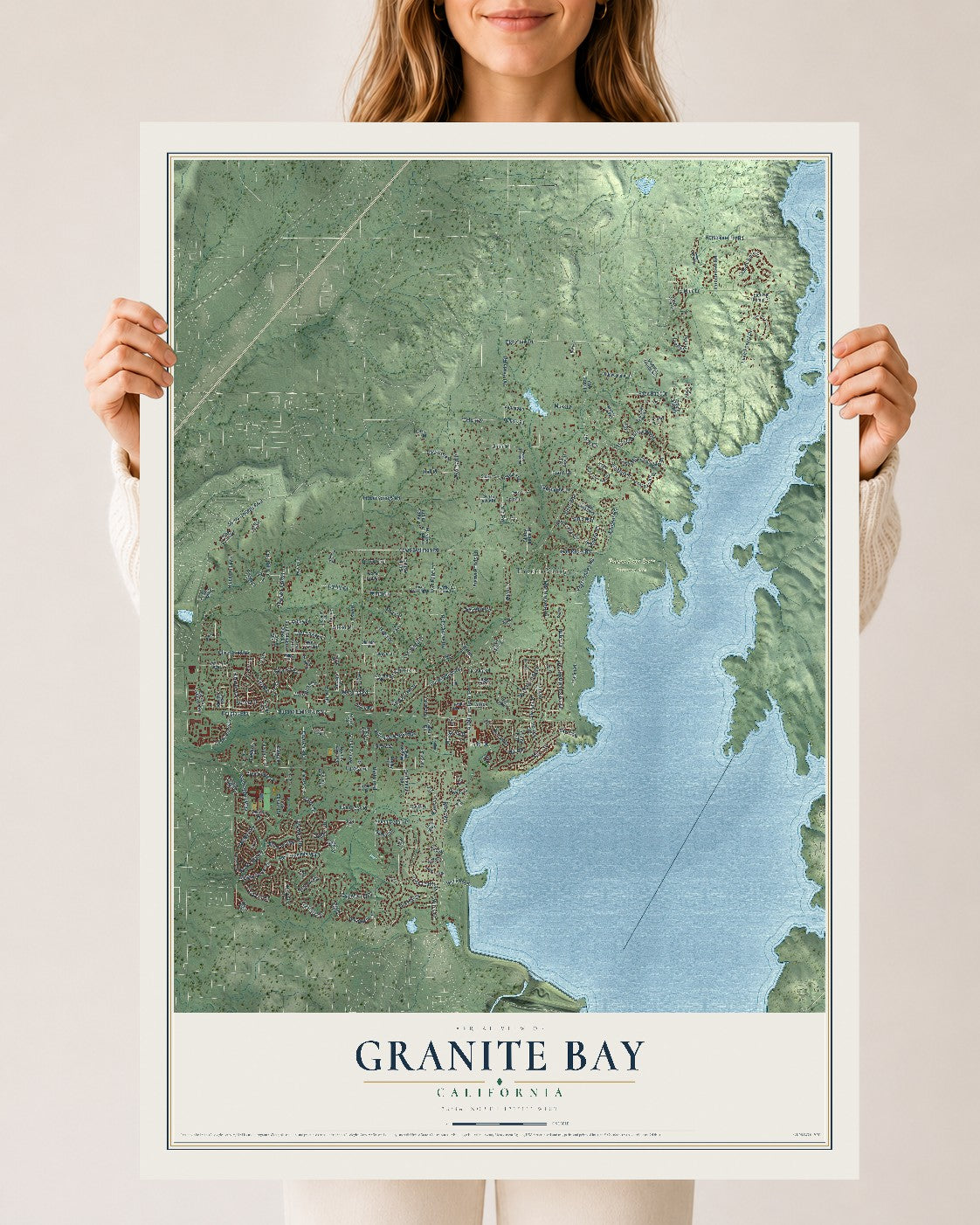 Map of Granite Bay, California, 24 x 36 inch unframed archival matte print