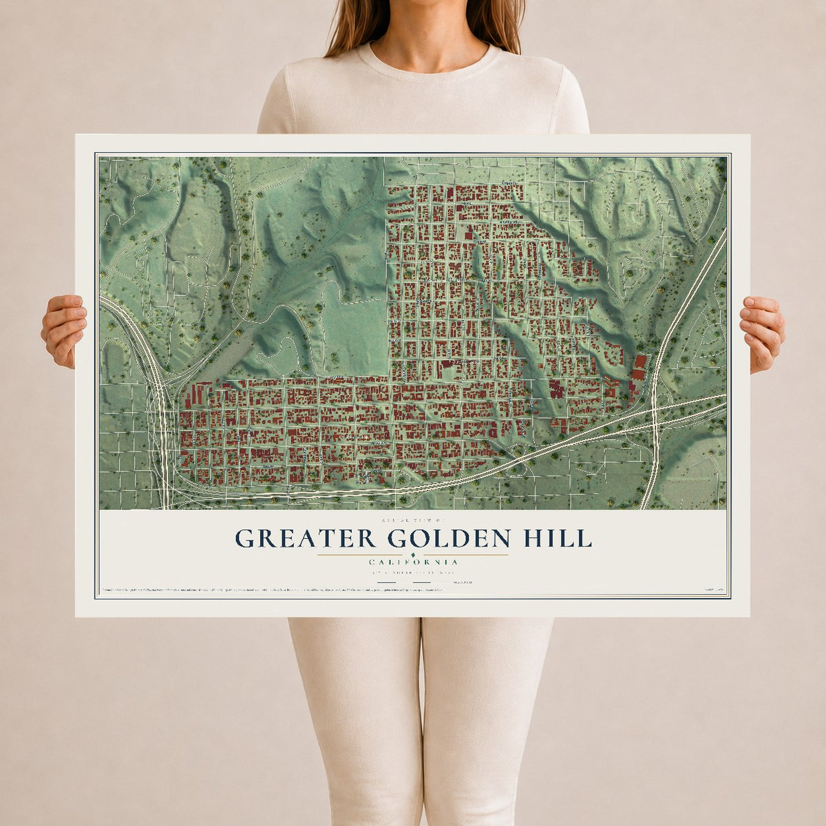 Map of Greater Golden Hill, California, 24 x 36 inch unframed archival matte print