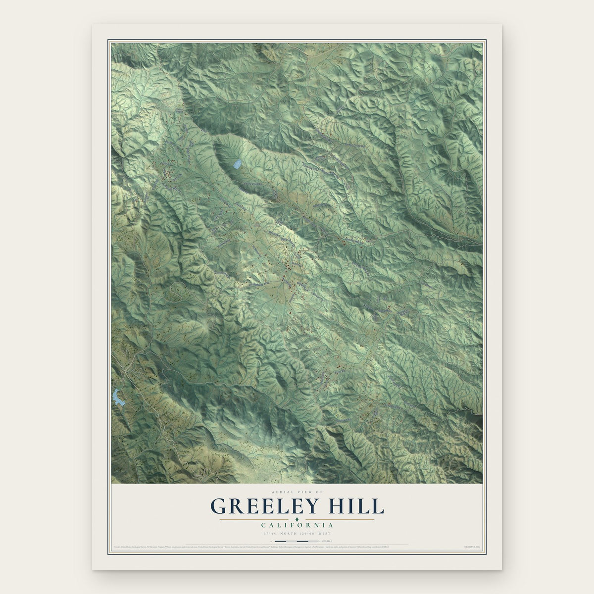 Greeley Hill, California map print, the full design