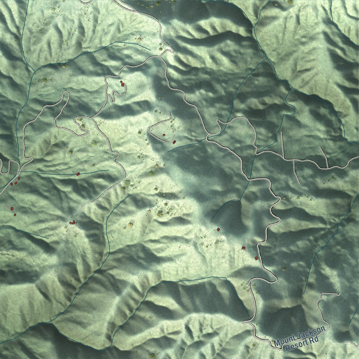 Close-up of the map of Guerneville, California print showing street and building detail