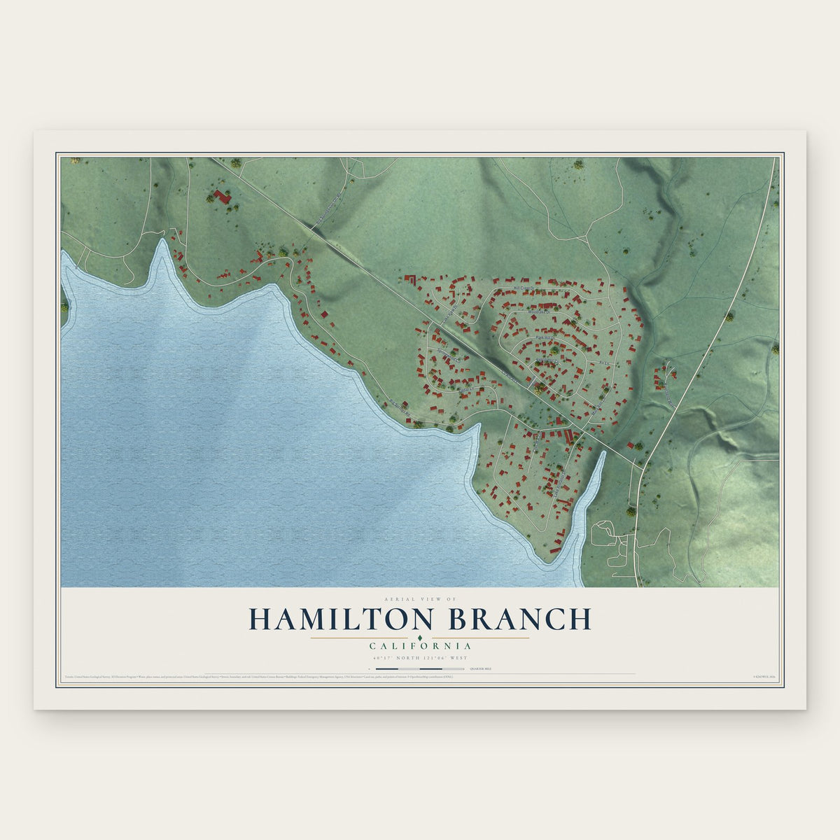 Hamilton Branch, California map print, the full design