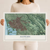 Map of Hayward, California, 12 x 18 inch unframed archival matte print