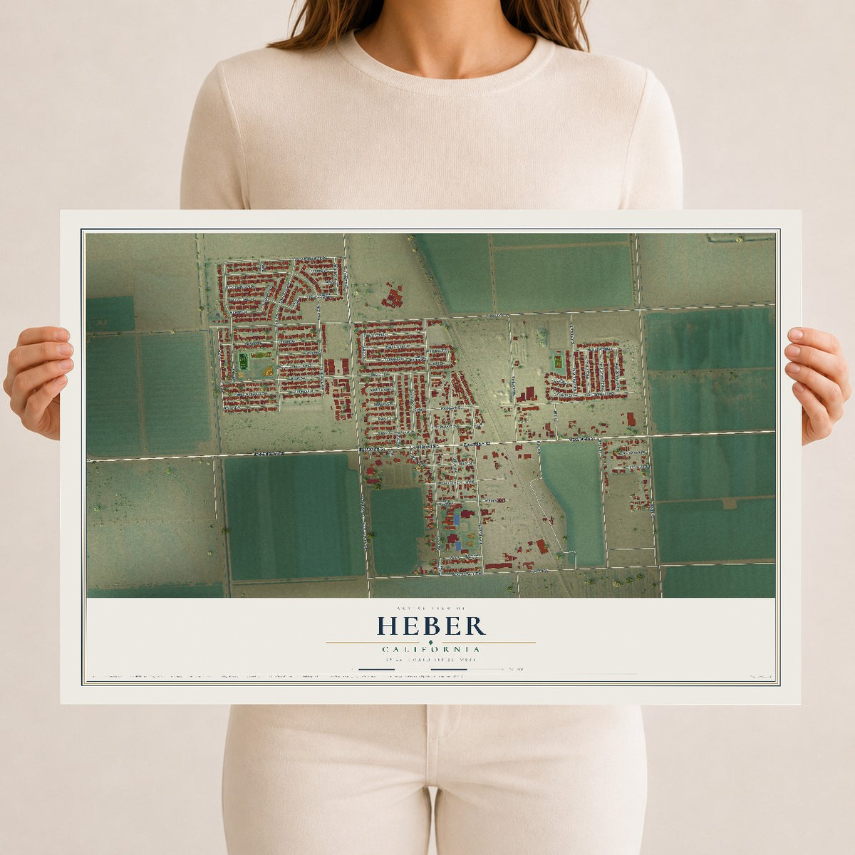 Map of Heber, California, 12 x 18 inch unframed archival matte print