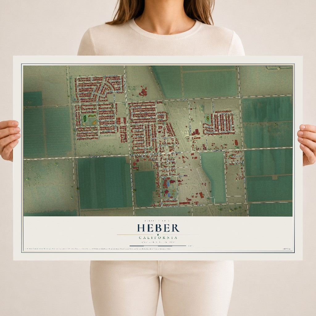 Map of Heber, California, 18 x 24 inch unframed archival matte print