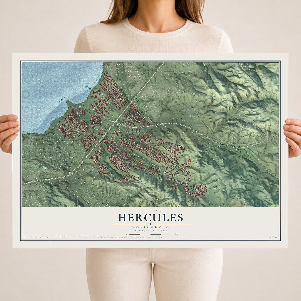 Map of Hercules, California, 18 x 24 inch unframed archival matte print