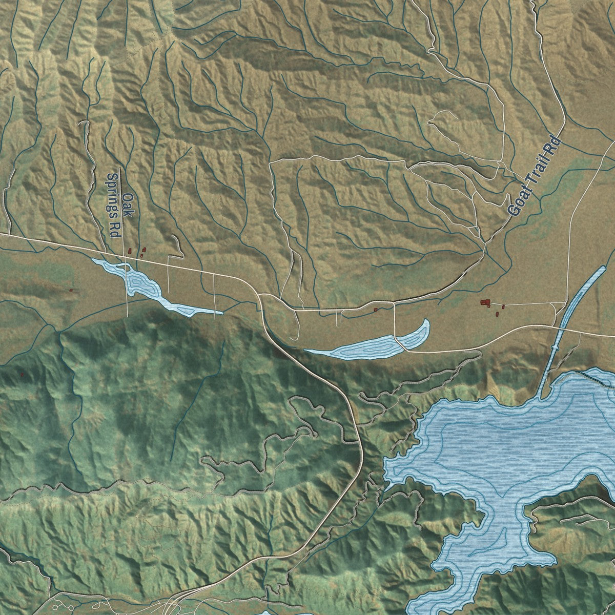 Second close-up of the map of Hesperia, California print showing more streets and buildings