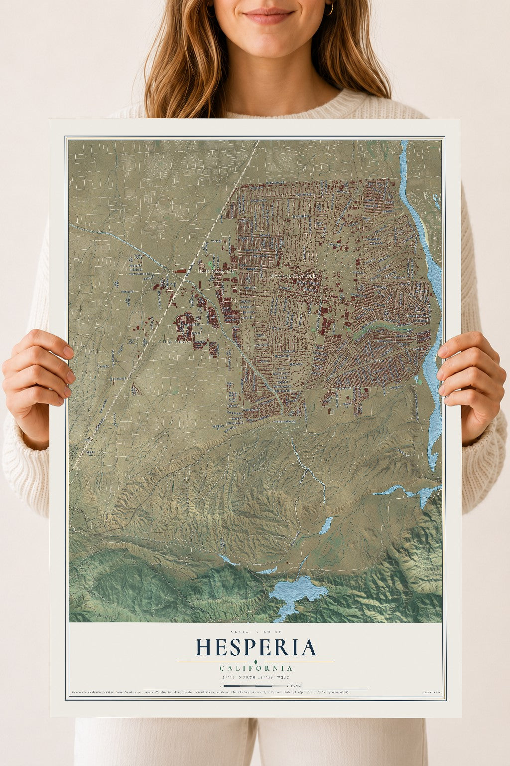 Map of Hesperia, California, 18 x 24 inch unframed archival matte print