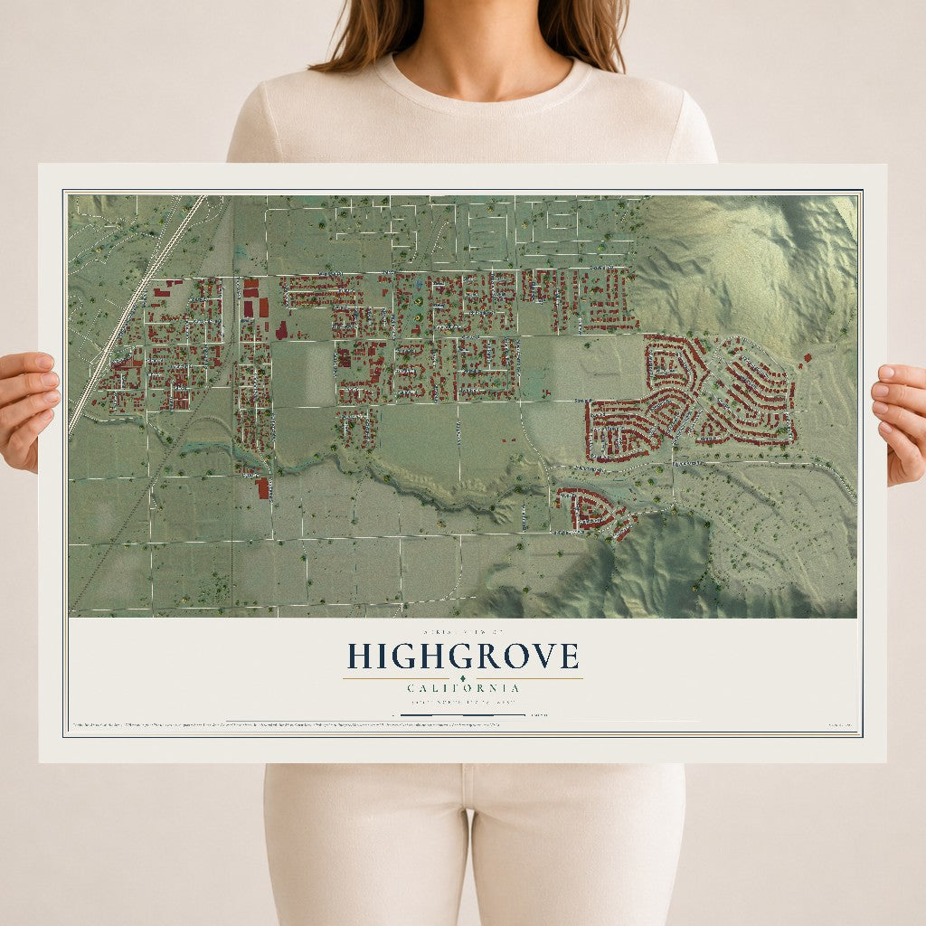 Map of Highgrove, California, 18 x 24 inch unframed archival matte print
