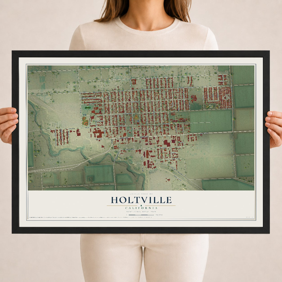 Map of Holtville, California, 18 x 24 inch print in a black wood frame
