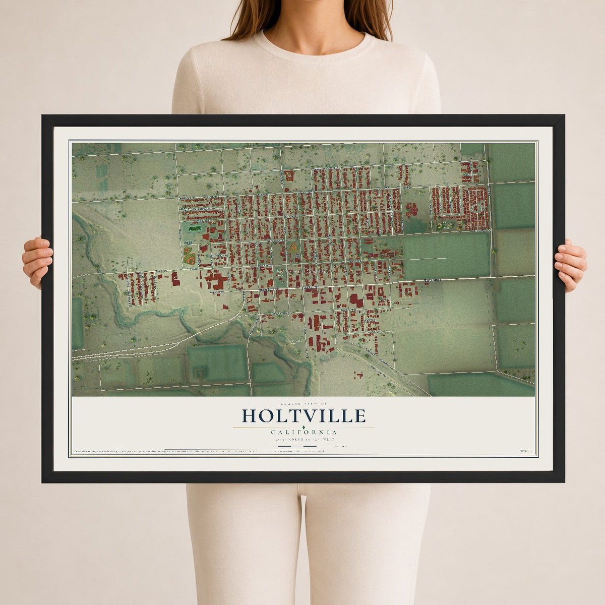 Map of Holtville, California, 24 x 36 inch print in a black wood frame