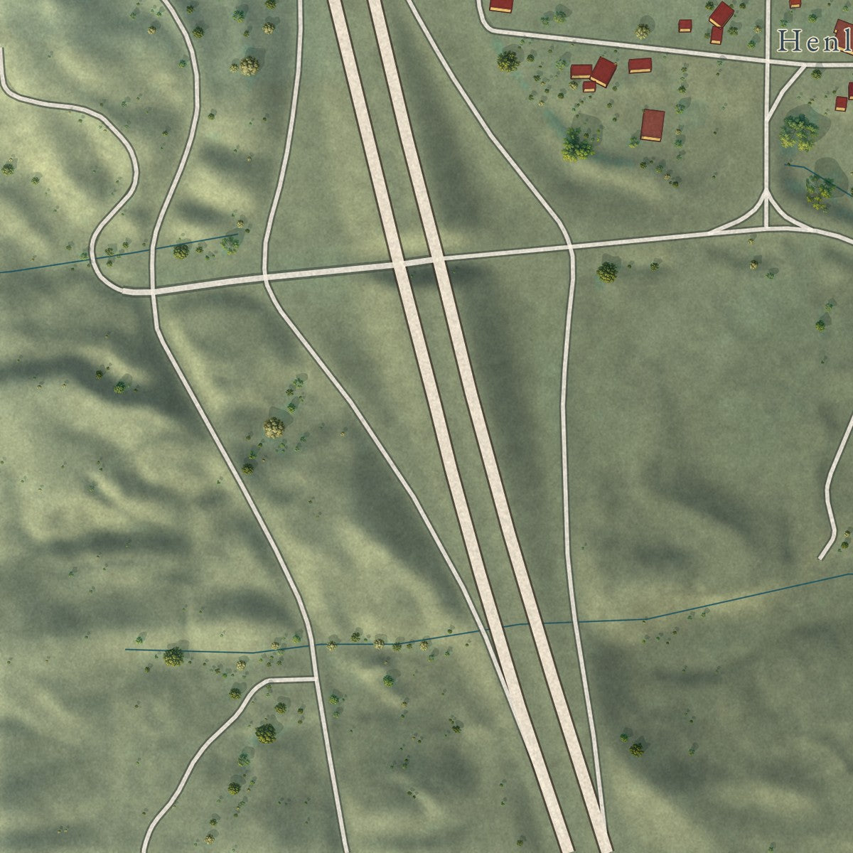 Close-up of the map of Hornbrook, California print showing street and building detail