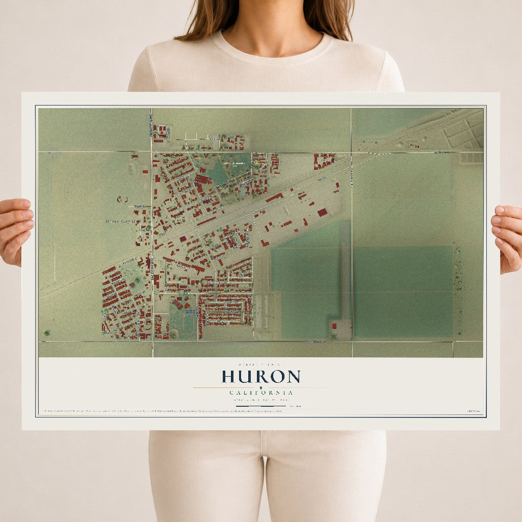 Map of Huron, California, 18 x 24 inch unframed archival matte print