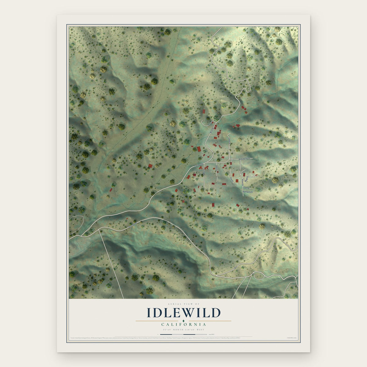 Idlewild, California map print, the full design