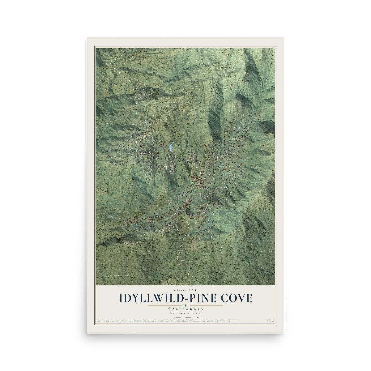 Map of Idyllwild-Pine Cove, California, 12 x 18 inch unframed archival matte print