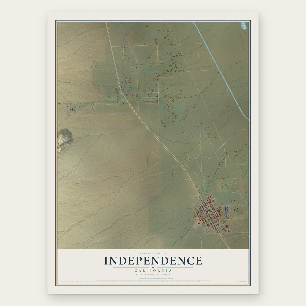 Independence, California map print, the full design