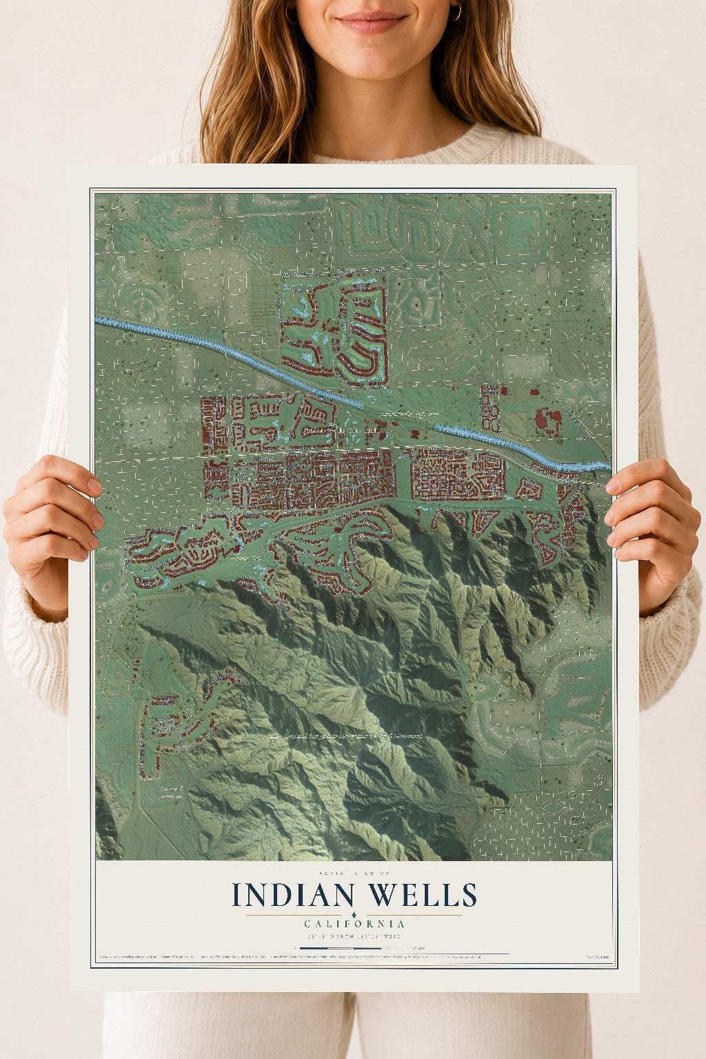 Map of Indian Wells, California, 18 x 24 inch unframed archival matte print