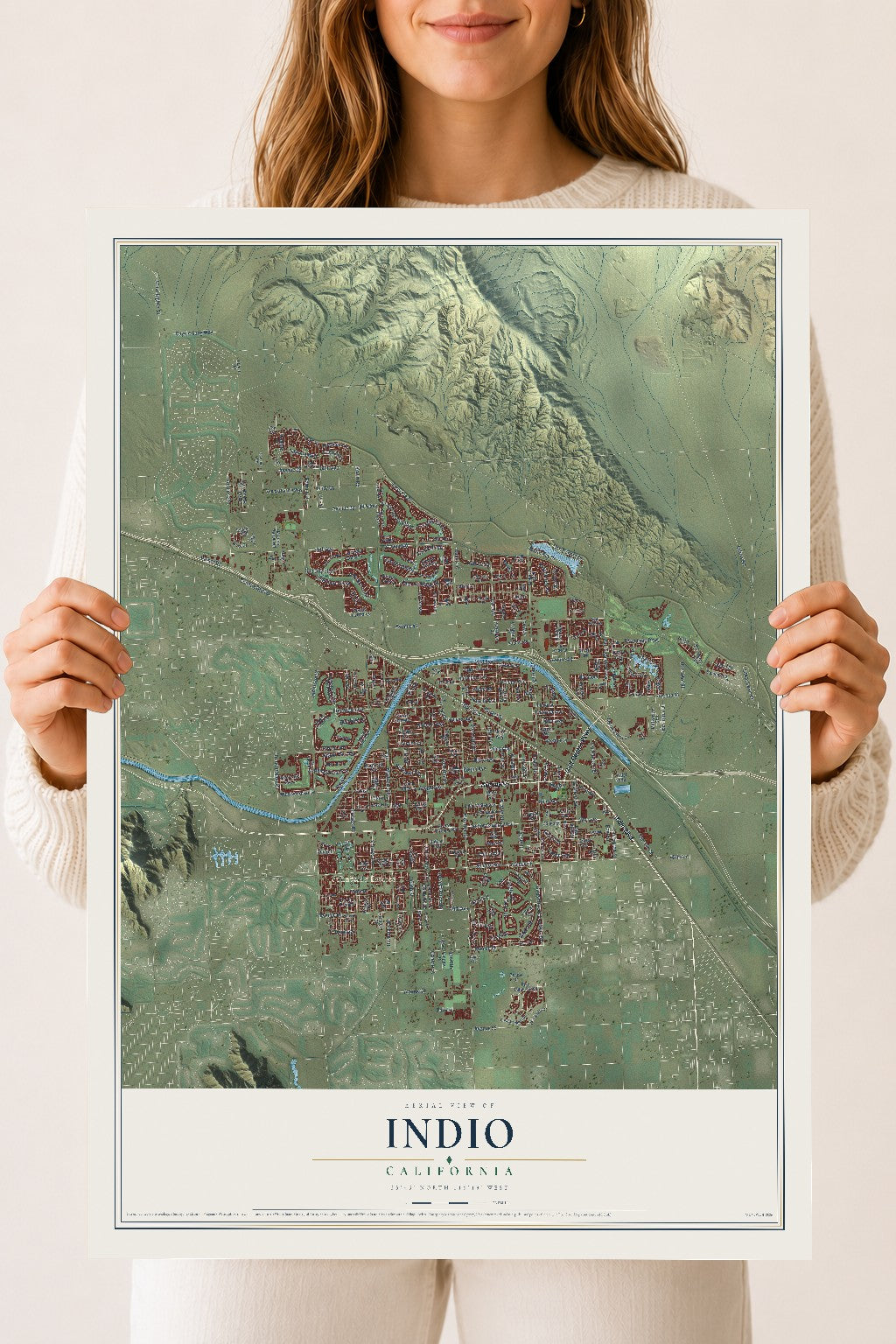 Map of Indio, California, 18 x 24 inch unframed archival matte print