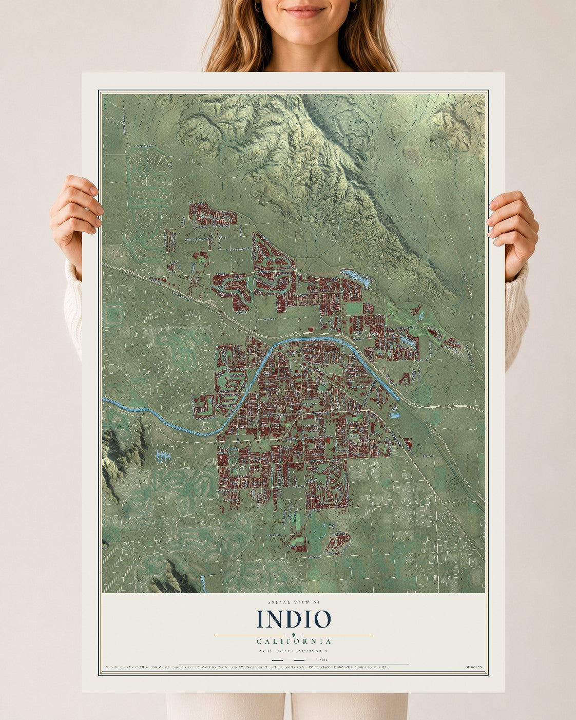 Map of Indio, California, 24 x 36 inch unframed archival matte print
