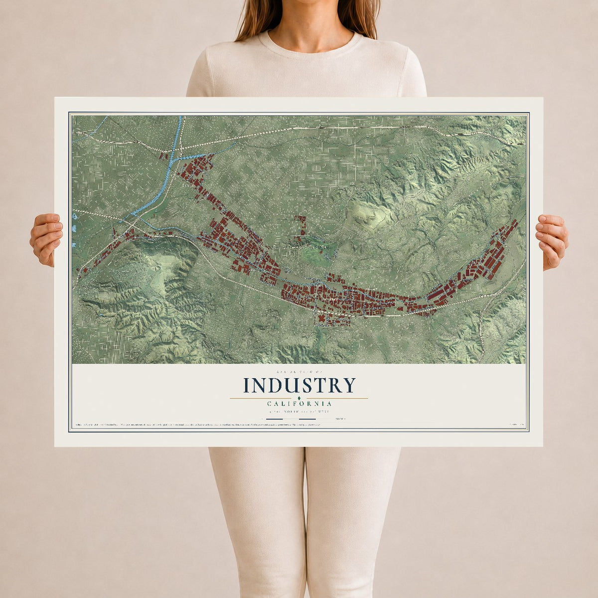 Map of Industry, California, 24 x 36 inch unframed archival matte print