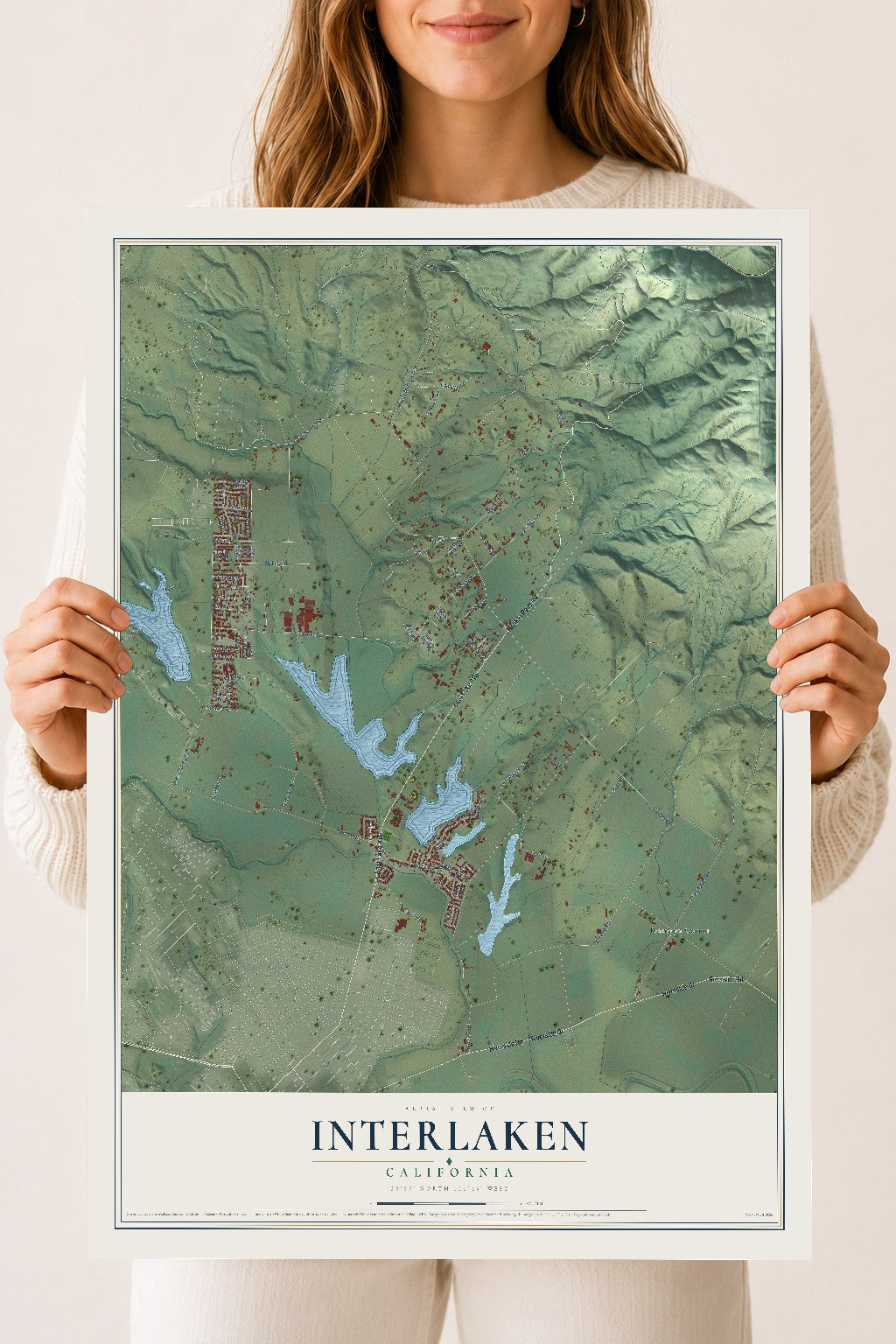 Map of Interlaken, California, 18 x 24 inch unframed archival matte print