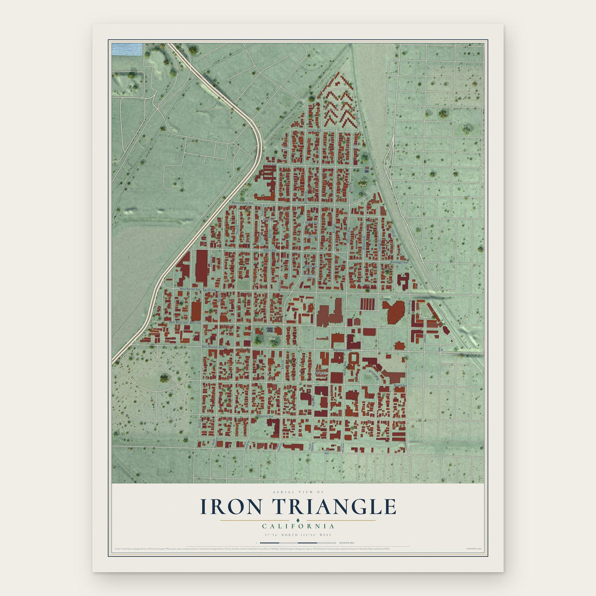 Iron Triangle, California map print, the full design
