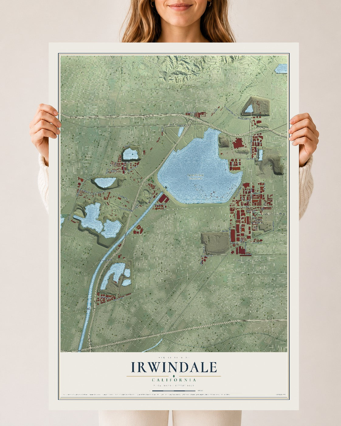 Map of Irwindale, California, 24 x 36 inch unframed archival matte print