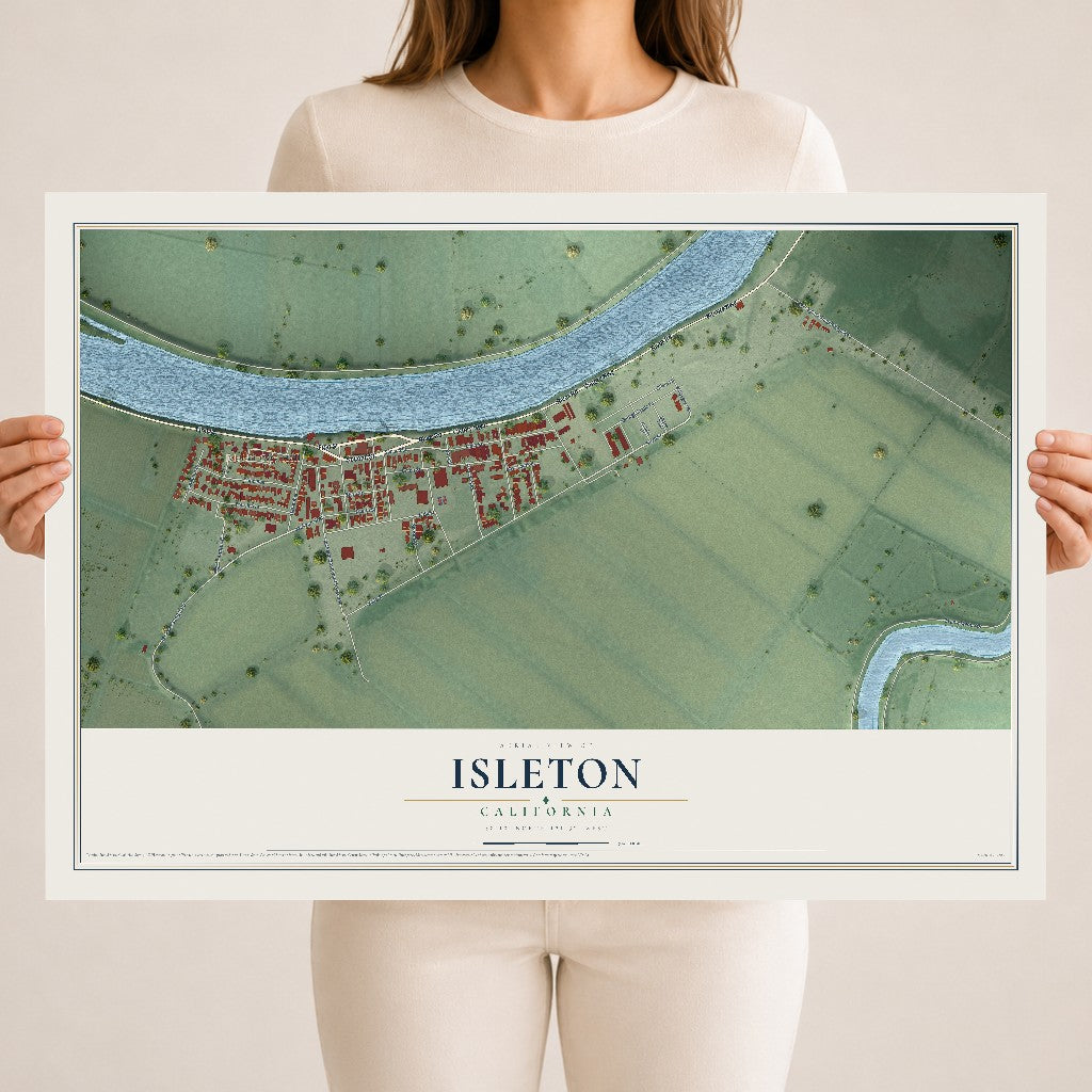 Map of Isleton, California, 18 x 24 inch unframed archival matte print
