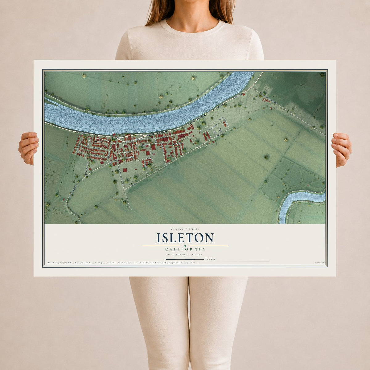 Map of Isleton, California, 24 x 36 inch unframed archival matte print