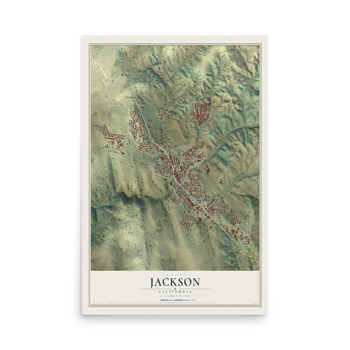 Map of Jackson, California, 12 x 18 inch unframed archival matte print