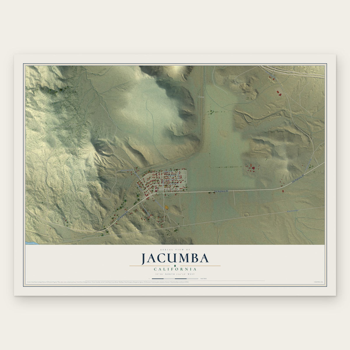 Jacumba, California map print, the full design