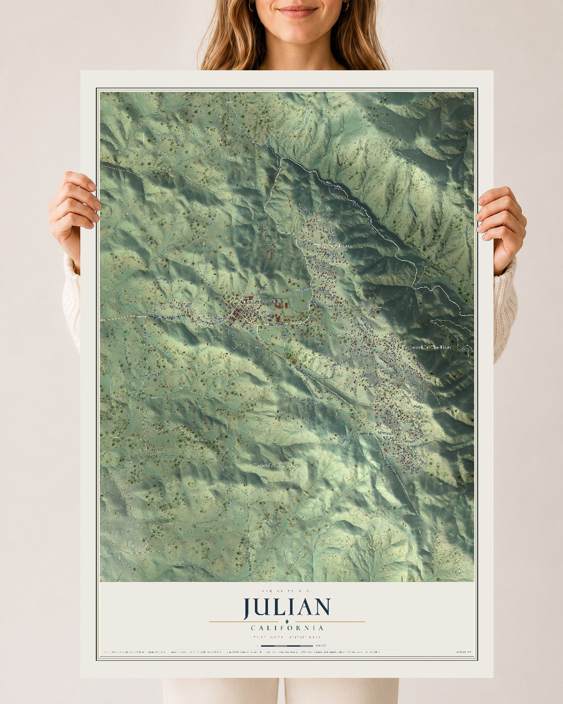 Map of Julian, California, 24 x 36 inch unframed archival matte print
