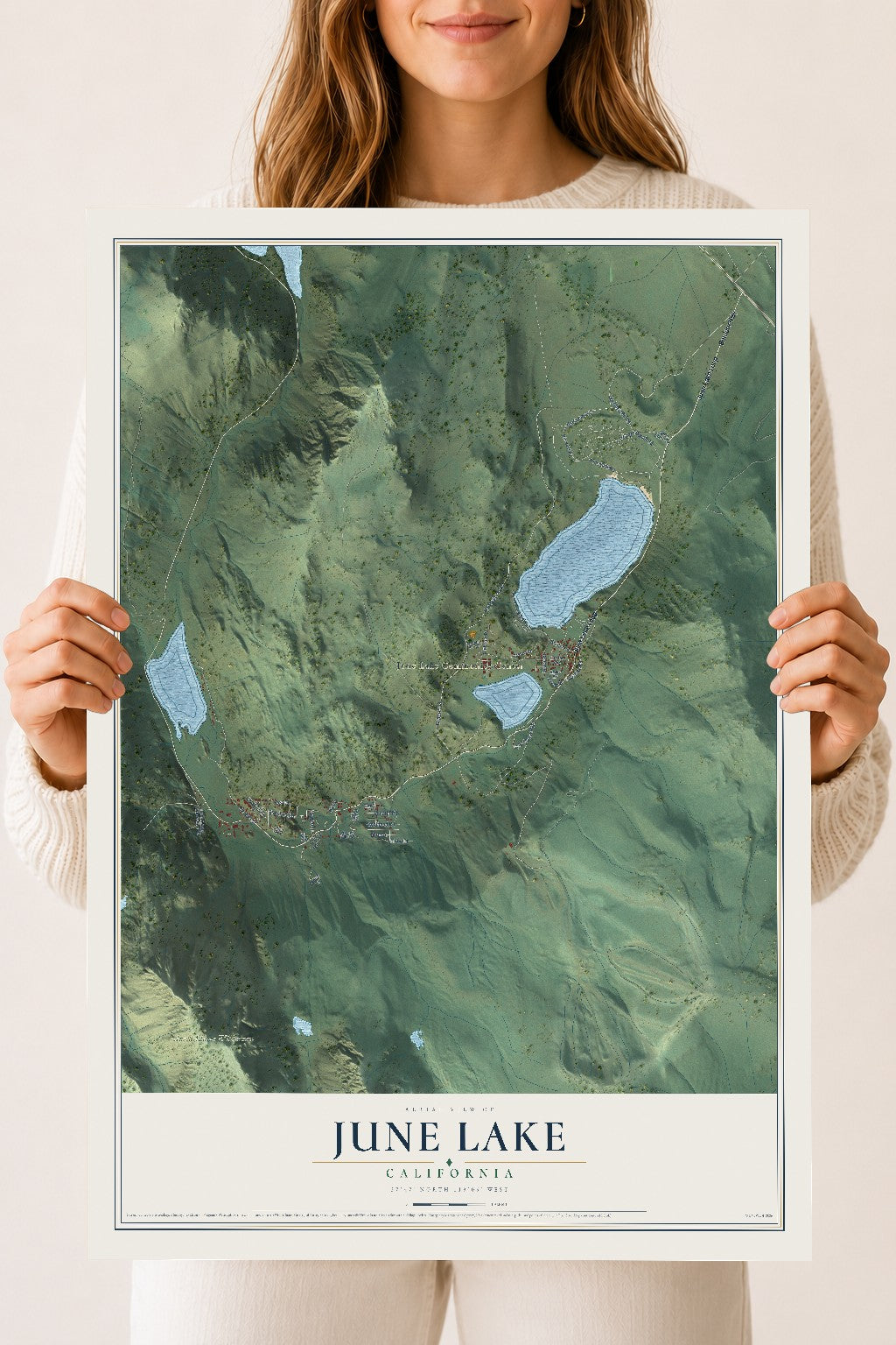 Map of June Lake, California, 18 x 24 inch unframed archival matte print