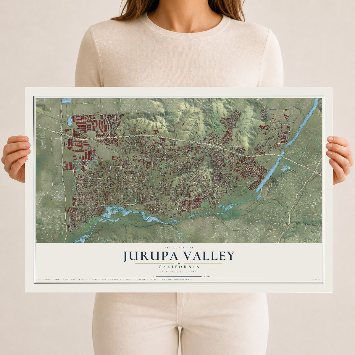 Map of Jurupa Valley, California, 12 x 18 inch unframed archival matte print