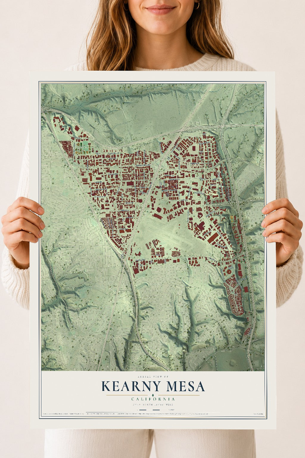 Map of Kearny Mesa, California, 18 x 24 inch unframed archival matte print