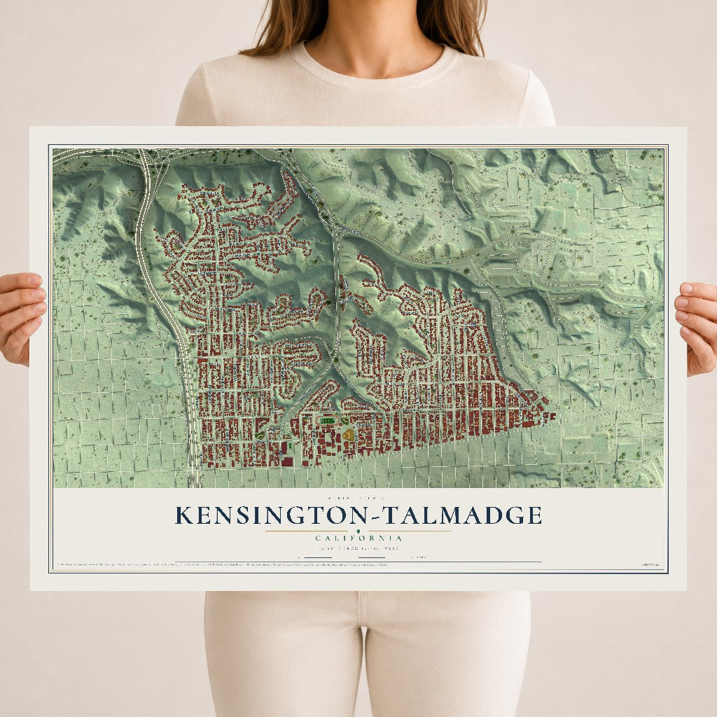 Map of Kensington-Talmadge, California, 18 x 24 inch unframed archival matte print