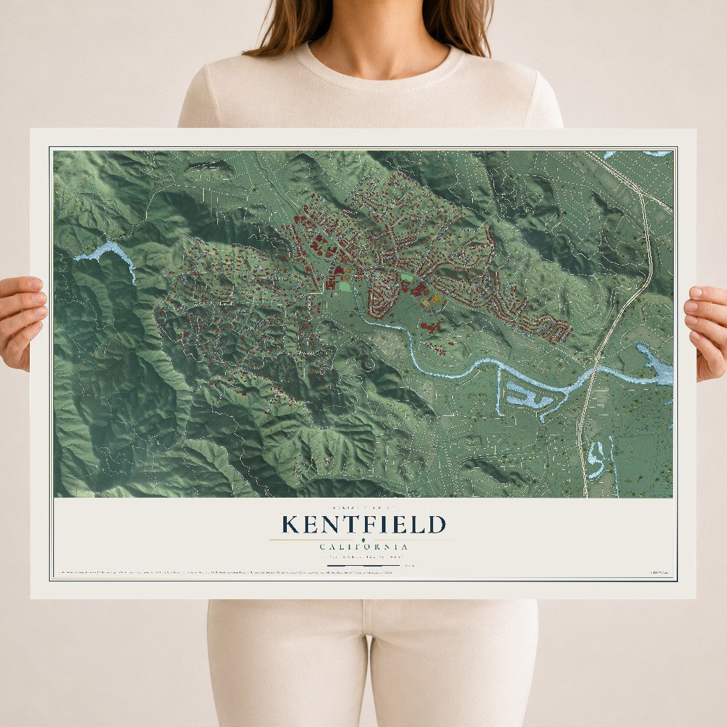 Map of Kentfield, California, 18 x 24 inch unframed archival matte print