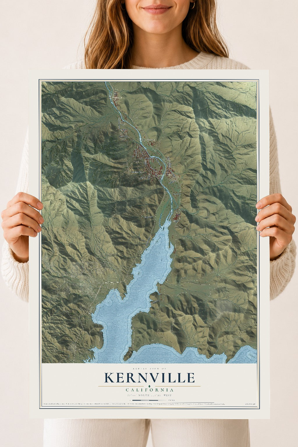 Map of Kernville, California, 18 x 24 inch unframed archival matte print